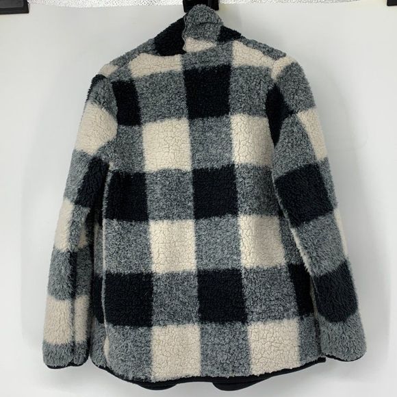 Womens Sonoma Sherpa Fleece Buffalo Plaid Size Small Cardigan Wrap Jacket 3142 - Picture 2 of 6